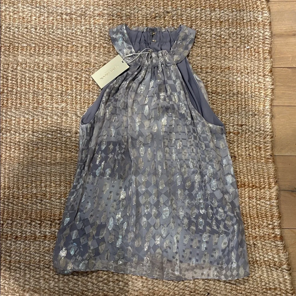 NWT Ramy Brook Metallic Silver Halter Blouse - Picture 2 of 4